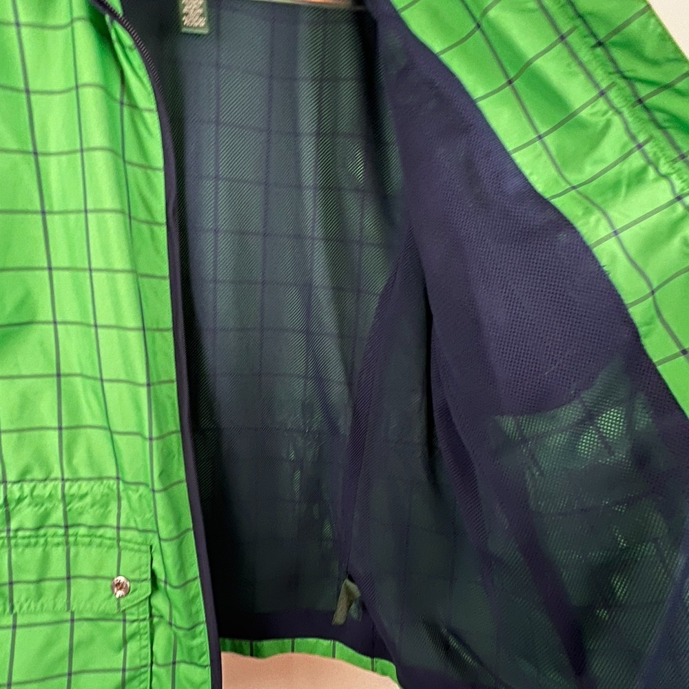 Lauren Ralph Lauren‎ LRL Active Jacket M Kelly Green Windowpane Zip Windbreaker - Picture 10 of 12